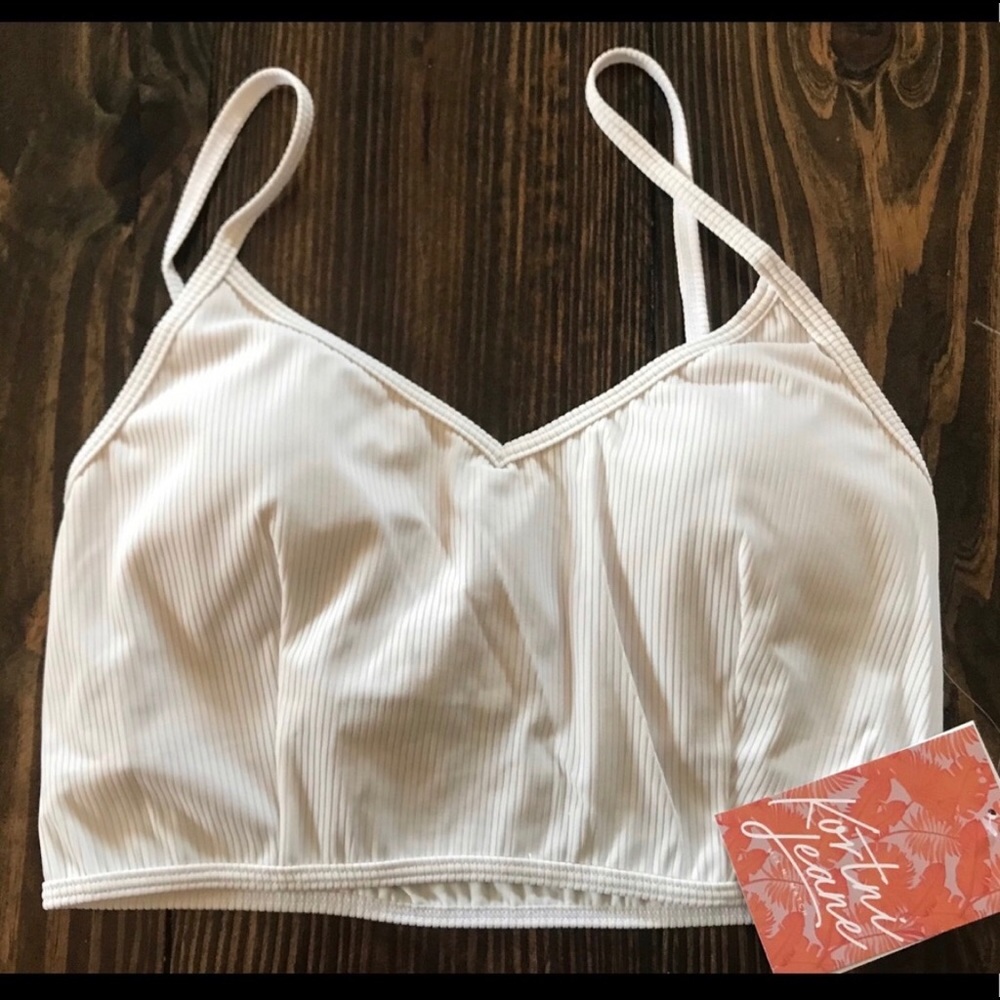 Kortni Jeane V’d Crop Top Ribbed White M